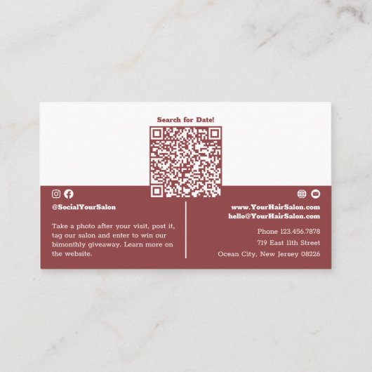 QR-Code Dualfarben-Design-Haarsalon-Treuekarte Treuekarte (Rückseite)