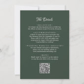 QR Code Dunkelgrünes Budget Monogram Overlay Hochz Einladung (Rückseite)