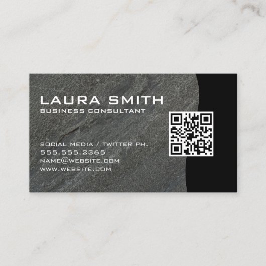 QR-Code / Dunkler grauer Rock Visitenkarte (Vorderseite)