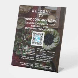 QR Code Dunkles Foto Cooler Einzelhandel Willkomme Sockelschild