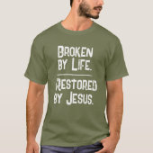 QR-Code: Durchs Leben Gebrochen, Durch Jesus Wiede T-Shirt (Vorderseite)