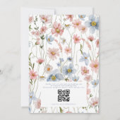 QR-Code Dustblau Rosa Wilde Blume Hochzeit Einladung (Rückseite)