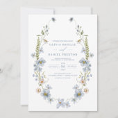 QR Code Dusty Blauer Garten Hochzeit Einladung (Vorderseite)