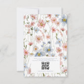 QR Code Dusty Blue Blush Pink Wildblume Hochzeit Einladung (Rückseite)