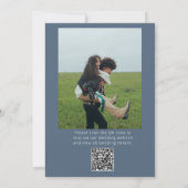 QR Code Dusty Blue Bold Funky Foto Fun Wedding Einladung (Rückseite)