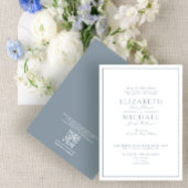 QR Code Dusty Blue Classic Script Wedding Einladung