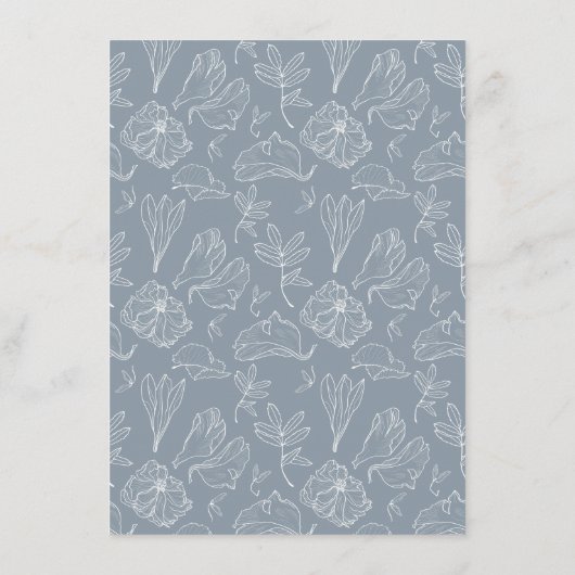 QR Code Dusty Blue Floral Wedding Details Begleitkarte (Rückseite)