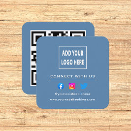 QR Code Dusty Blue Folgen Sie der Prüfung, um mit Quadratische Visitenkarte