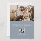 QR Code Dusty Blue Foto Minimalistisch Hochzeit Einladung (Rückseite)