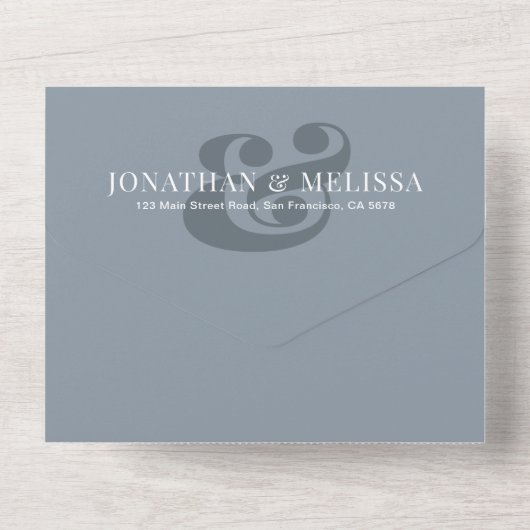 QR-Code | Dusty Blue Overlay Foto Script Wedding All In One Einladung (Rückseite)