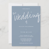 QR Code Dusty Blue Typografy Wedding Einladung (Vorderseite)