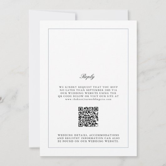 QR Code Dusty Blue Wappen Monogram Wedding Einladung (Rückseite)