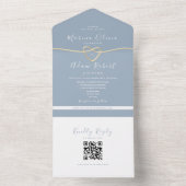 QR Code Dusty Blue Wedding All In One Einladung (Innen Boden)