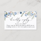 QR-Code Dusty Blue Wedding RSVP Enclosure Card Visitenkarte (Vorderseite)