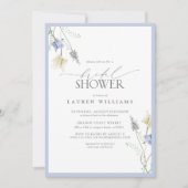 QR Code Dusty Blue Wildblume Brautparty Einladung (Vorderseite)