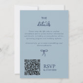 QR Code Dusty Navy Blue Wavy Hand Drage Rings Einladung (Rückseite)