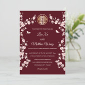 QR Code Dusty Pink Cherry Blossom Chinesische Hoch Einladung (Stehend Vorderseite)