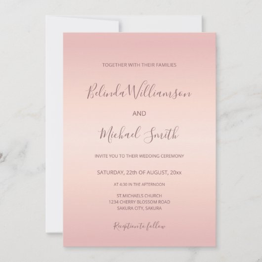 QR-Code | Dusty Pink Simple Elegant Script Wedding Einladung (Vorderseite)