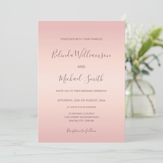 QR-Code | Dusty Pink Simple Elegant Script Wedding Einladung (Stehend Vorderseite)