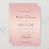 QR-Code | Dusty Pink Simple Elegant Script Wedding Einladung (Vorne/Hinten)