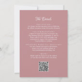 QR Code Dusty Rose Budget Monogram Overlay Hochzei Einladung (Rückseite)