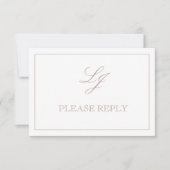 QR Code Dusty Rose Script Monogram Wedding RSVP (Vorderseite)