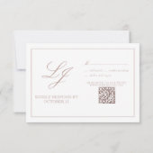 QR Code Dusty Rose Script Monogram Wedding RSVP Karte (Rückseite)