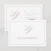 QR Code Dusty Rose Script Monogram Wedding RSVP Karte (Vorne/Hinten)