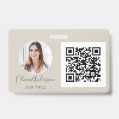 QR Code Earth Tone Foto Business Card Ausweis (Vorderseite)