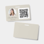 QR Code Earth Tone Foto Business Card Ausweis (Vorder- & Rückseite)