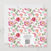 QR Code Eine kleine Wildblume Rosa Aquarelldusche Einladung (Rückseite)