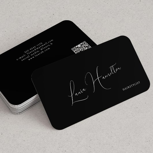 QR-Code einfach minimalistisch moderner Schwarz Visitenkarte