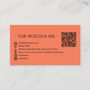 QR Code Einfach Modernes Minimales Orange Instagra Visitenkarte