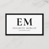 QR-Code Einfach Modernes Schwarz-weißes Monogramm Visitenkarte (Vorderseite)