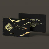 QR Code Einfache Black Marble Business Card Visitenkarte