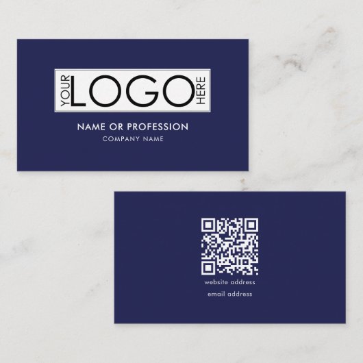QR-Code Einfache blaue, moderne Geschäftslogos Visitenkarte (Vorne/Hinten)