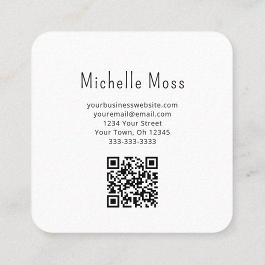 QR-Code Einfache Blume Botanischer Boho Quadratische Visitenkarte (Rückseite)