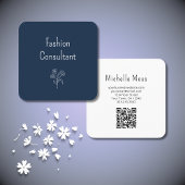 QR-Code Einfache Blume Botanischer Boho Quadratische Visitenkarte