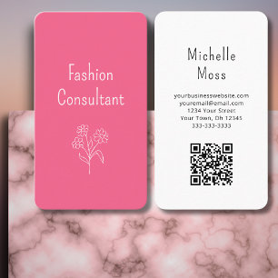 QR-Code Einfache Blume Pink Girly Visitenkarte