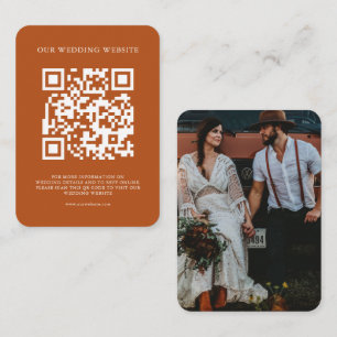 QR Code Einfache Bohemische Terracotta-Foto Hochze Begleitkarte