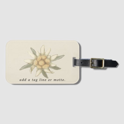 QR Code Einfache Edelweiss-Blume Gepäckanhänger (Vorderseite (Horizontal))