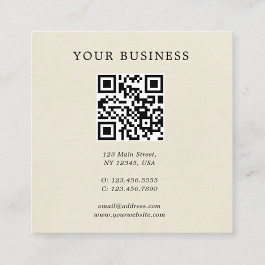 QR Code Einfache Edelweiss-Blume Quadratische Visitenkarte (Rückseite)