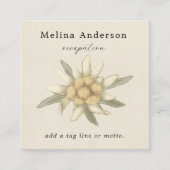 QR Code Einfache Edelweiss-Blume Quadratische Visitenkarte (Vorderseite)