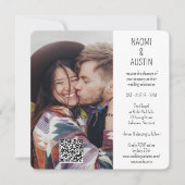 QR Code Einfache Einmalige 2-Foto-Hochzeit Einladung (Vorderseite)