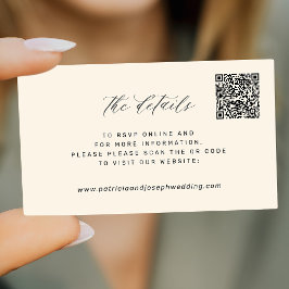 QR CODE einfache elegante Hochzeitswebsite-Details Begleitkarte