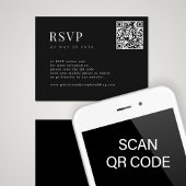QR CODE einfache elegante minimale schwarze Hochze Begleitkarte