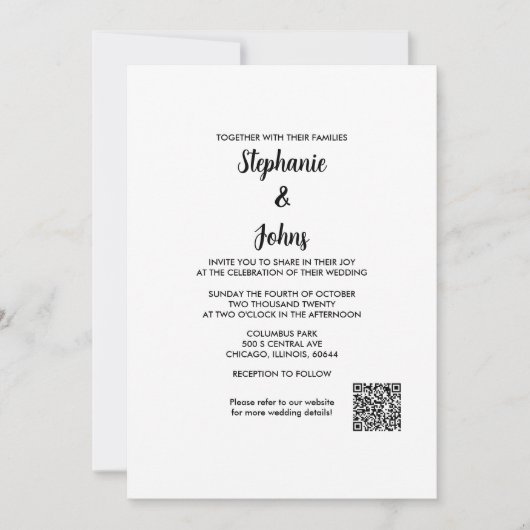 QR Code Einfache Elegante Script Classic 2024 Hoch Einladung (Vorderseite)