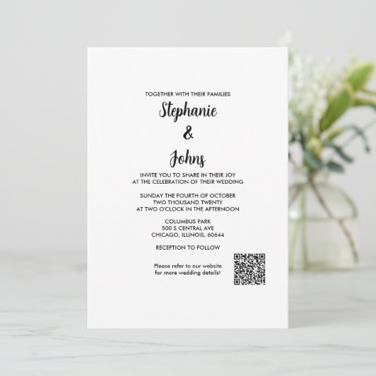 QR Code Einfache Elegante Script Classic 2024 Hoch Einladung (Stehend Vorderseite)