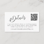 QR CODE einfache, elegante Skript Hochzeitsdetails Begleitkarte (Vorderseite)