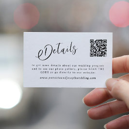 QR CODE einfache, elegante Skript Hochzeitsdetails Begleitkarte